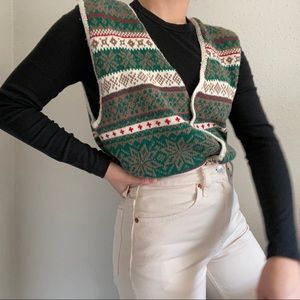 Vintage Copper Key Pattern Christmas Holiday Vest